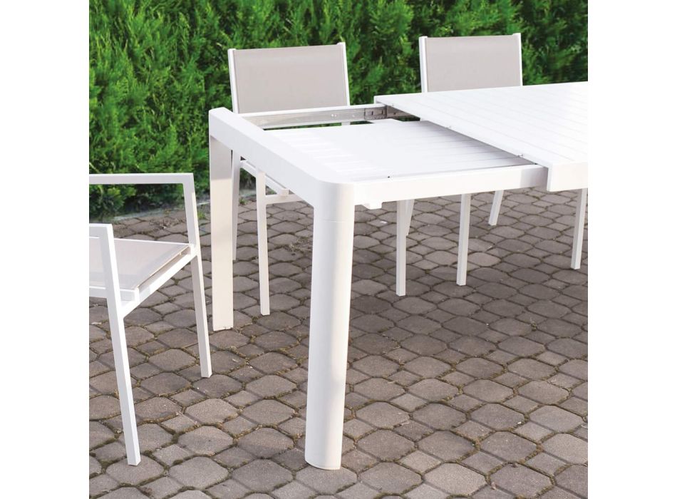 Udtrækkeligt udendørsbord op til 300 cm i malet aluminium - glas Viadurini