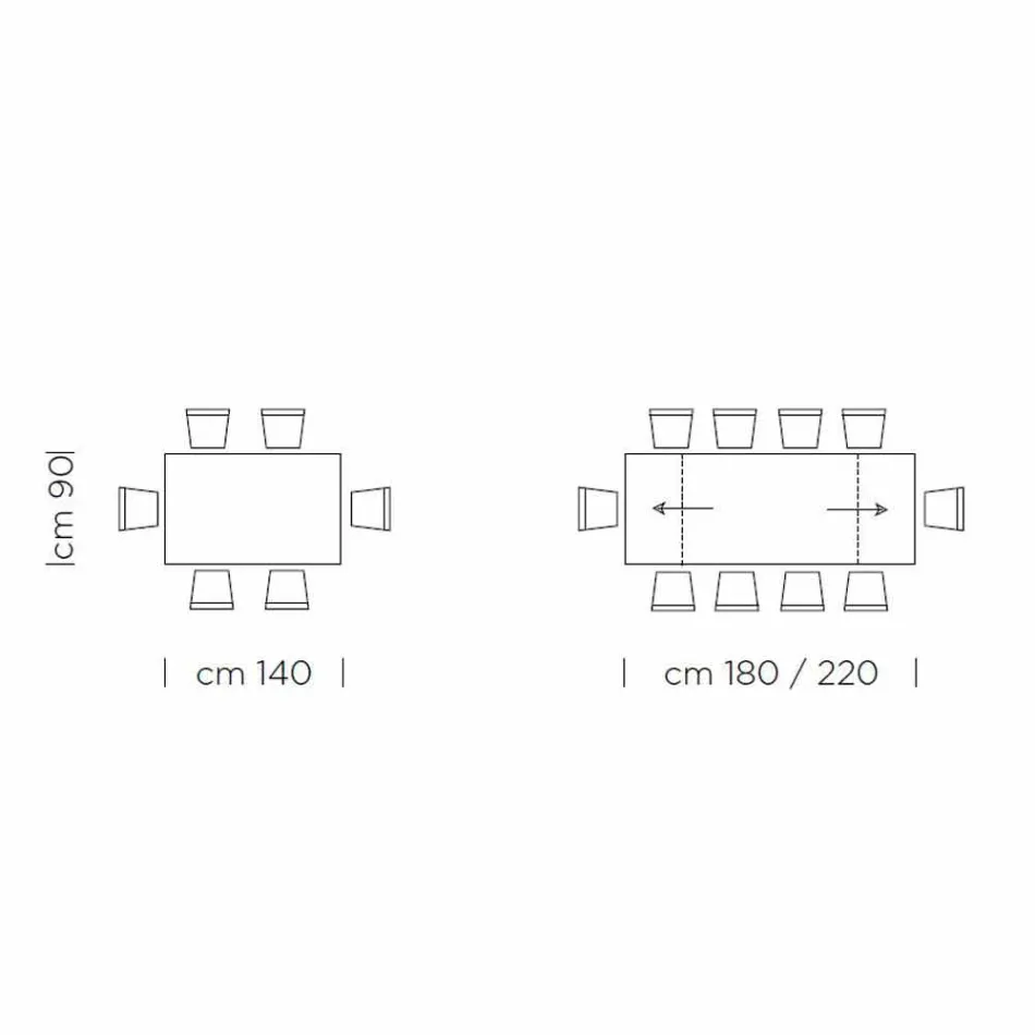 Udtrækkeligt bord op til 300 cm i Fenix og stål lavet i Italien - Settimmio Viadurini