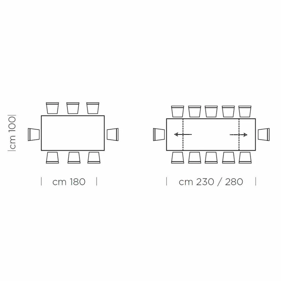 Udtrækkeligt bord op til 300 cm i Fenix og stål lavet i Italien - Settimmio Viadurini