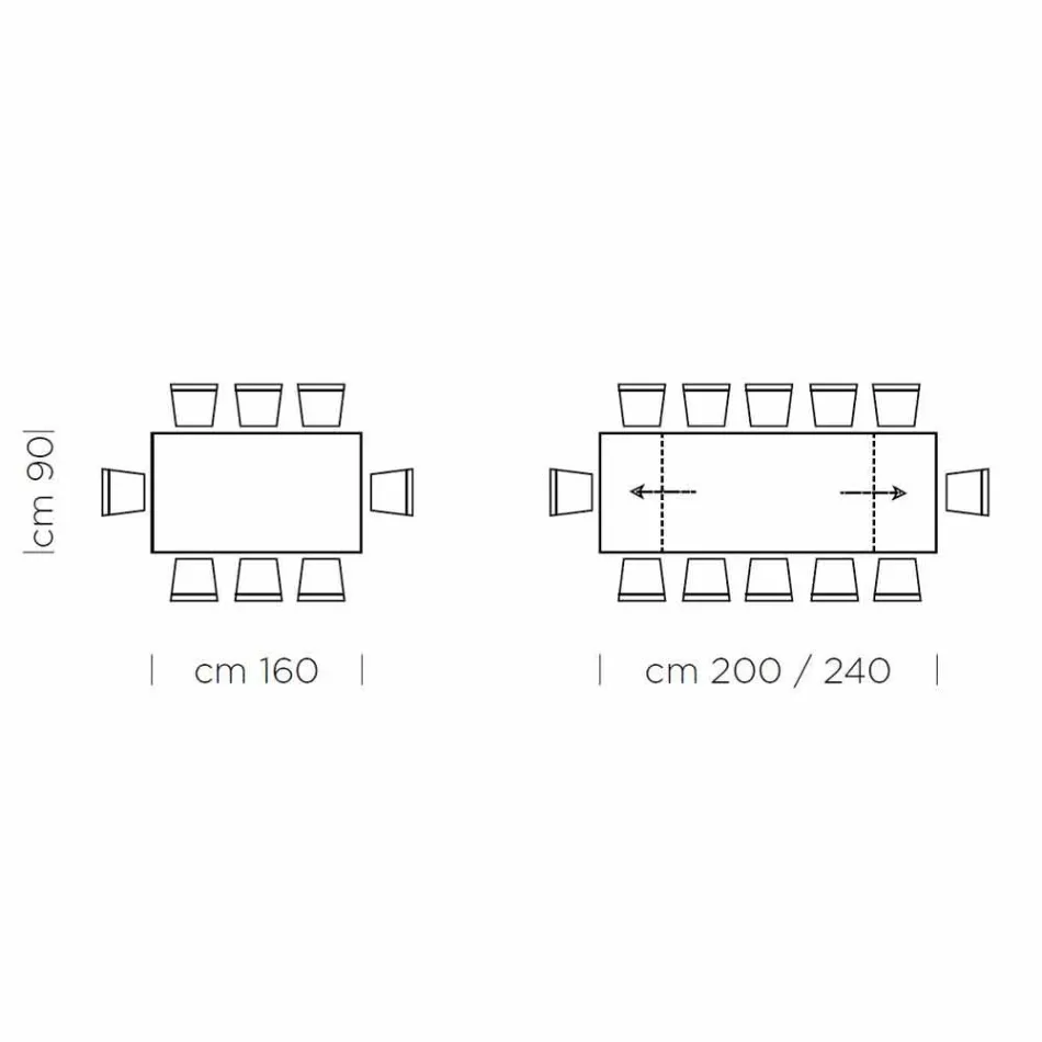 Udtrækkeligt bord op til 300 cm i træ og stål lavet i Italien - Settimmio Viadurini