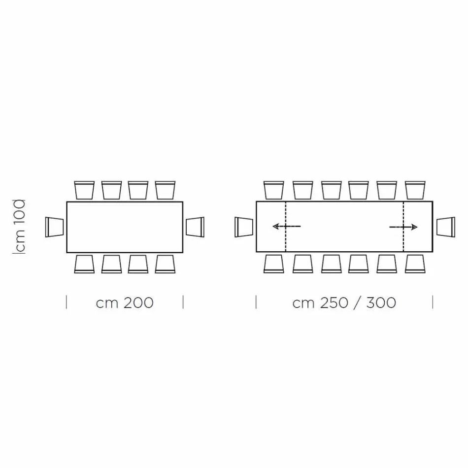 Udtrækkeligt bord op til 300 cm i træ og stål lavet i Italien - Settimmio Viadurini