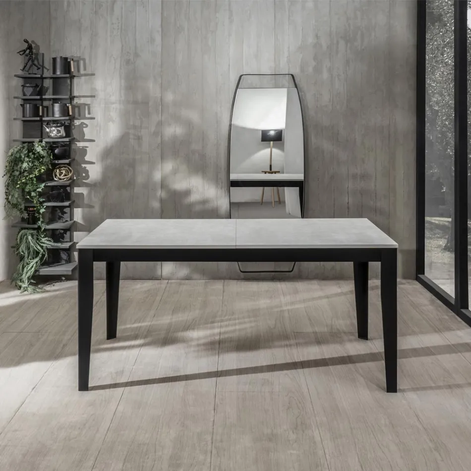 Udtrækkeligt bord op til 316 cm i Melamin og Metal Base - Røgelse Viadurini