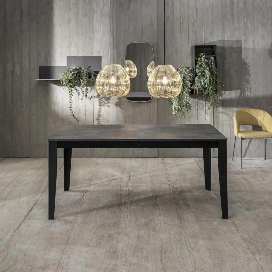 Udtrækkeligt bord op til 316 cm i Melamin og Metal Base - Røgelse Viadurini