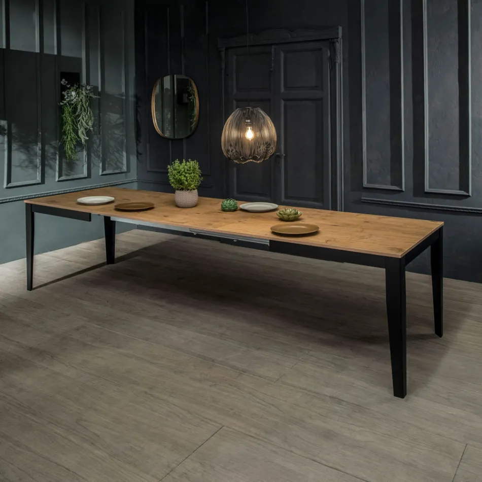 Udtrækkeligt bord op til 316 cm i Melamin og Metal Base - Røgelse Viadurini