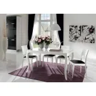 Udvideligt bord op til 350 cm i blank hvid Tanganika valnød, Leomas Viadurini