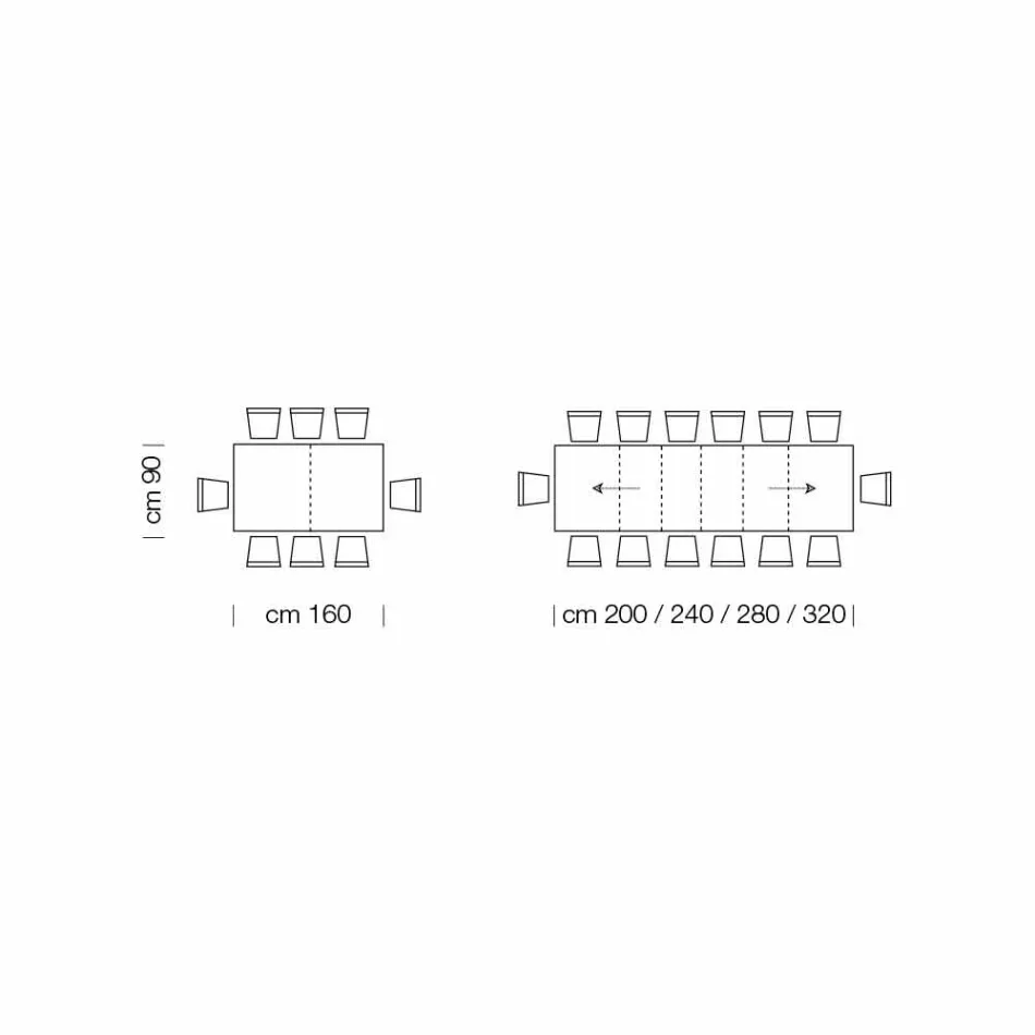 Udtrækkeligt bord op til 470 cm i Made in Italy Fineret træ – Gordito Viadurini