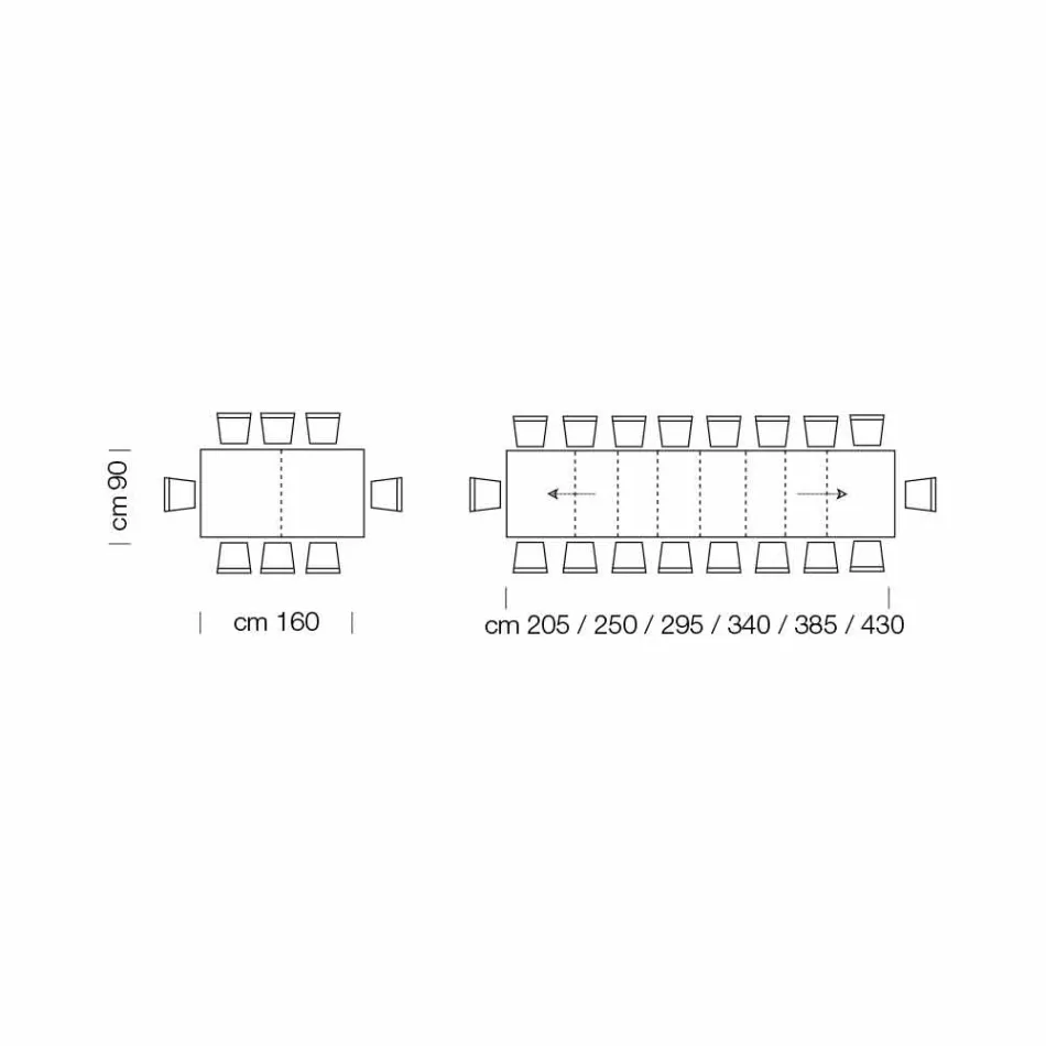 Udtrækkeligt bord op til 470 cm i Made in Italy Fineret træ – Gordito Viadurini