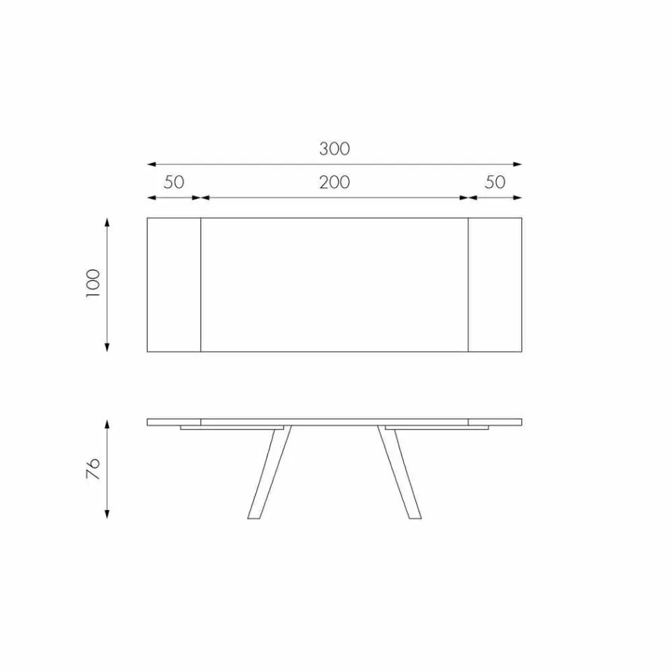 Udvideligt egetræsfinerbord og Travis sort metal Viadurini