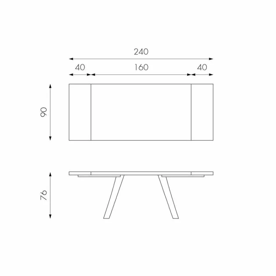 Udvideligt egetræsfinerbord og Travis sort metal Viadurini