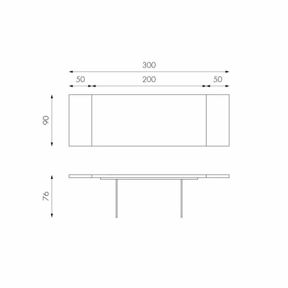 Udvideligt bord i egetræsfiner med Nico glasben Viadurini