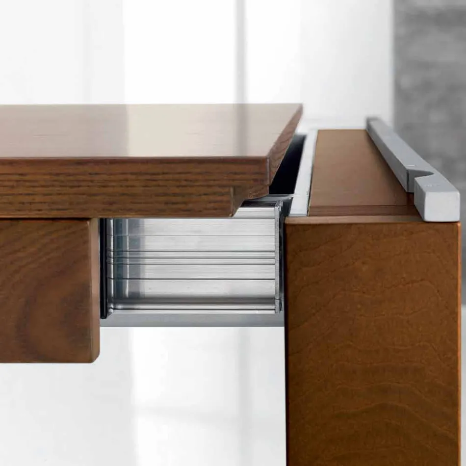 Udvideligt bord i asketræ med sidebånd i ask - Ketla Viadurini