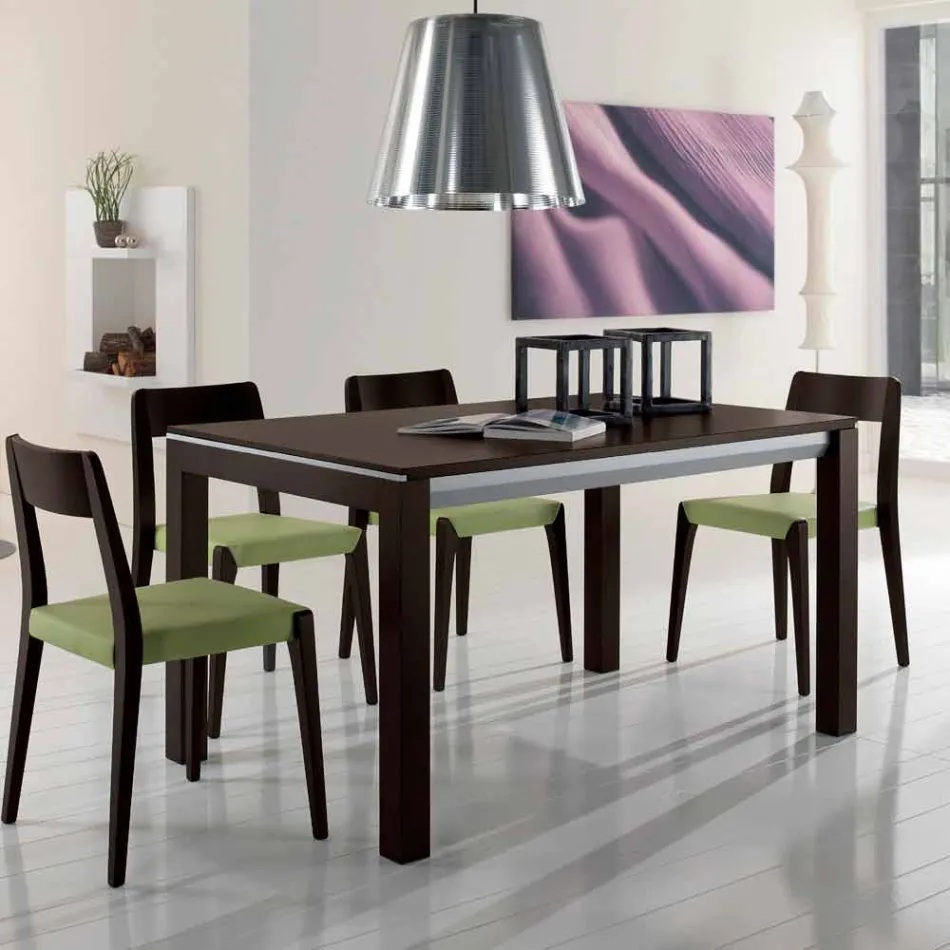 Udvideligt bord i asketræ med sidebånd malet grå - Ketla Viadurini