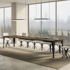 Udtrækkeligt bord i melamintræ og antracitjernunderplade - Sassone Viadurini