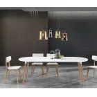 Udtrækkeligt bord i træ, mat hvid Ian gulv Viadurini