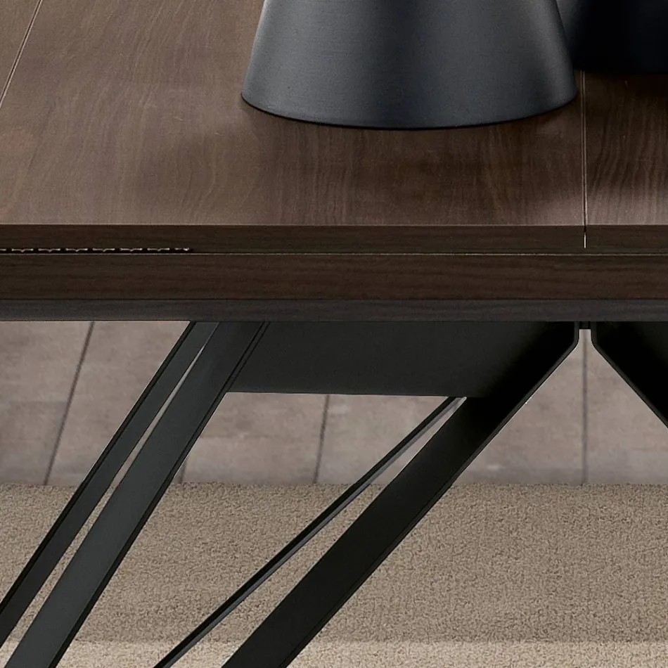 Udtrækkeligt klapbord i metal og melamin Fremstillet i Italien - Meluso Viadurini