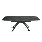 Udtrækkeligt metalbord med marmorlignende porcelænsplade - Vittorio Viadurini