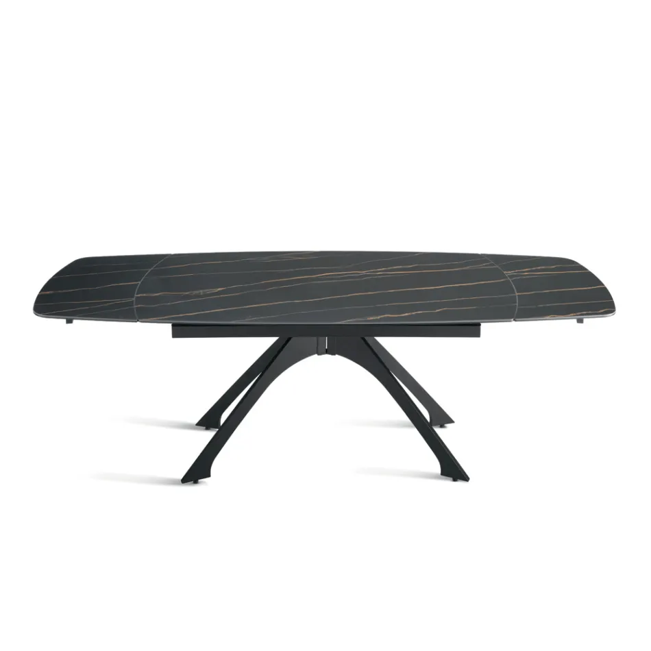 Udtrækkeligt metalbord med marmorlignende porcelænsplade - Vittorio Viadurini
