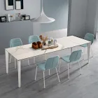 Udtrækkeligt bord i glaskeramik og metalbund i forskellige finish - Ariel Viadurini