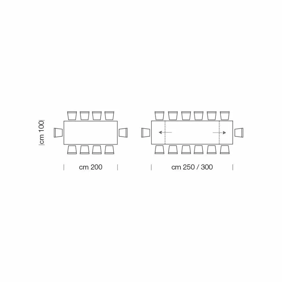 Moderne udtrækkeligt 14-personers bord med laminatplade lavet i Italien - Ezzellino Viadurini