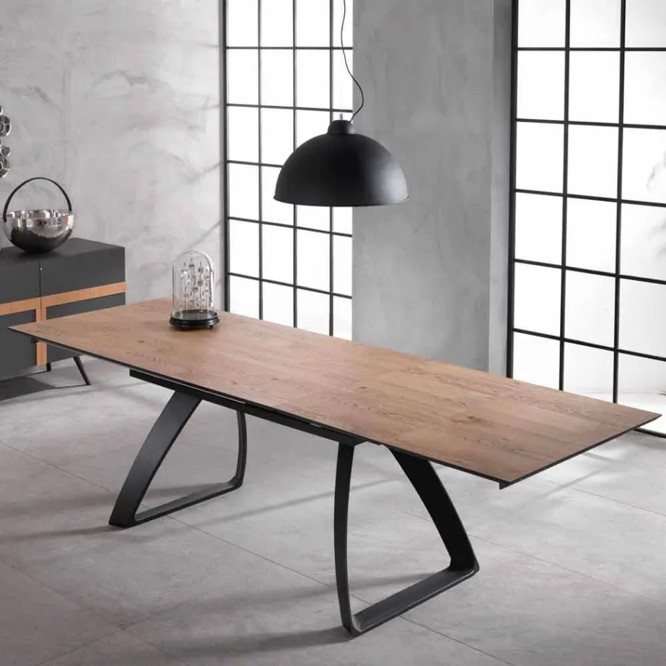 Moderne udvidelsesbord med metalben, Villongo Viadurini