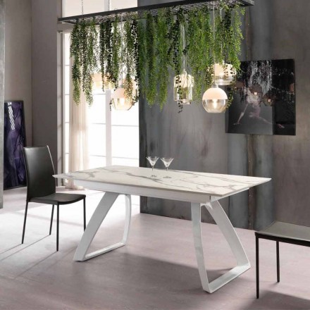 Moderne udvidelsesbord med metalben, Villongo Viadurini
