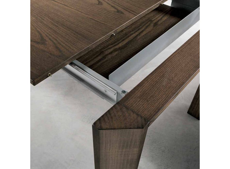 Moderne udtrækkeligt bord med trapeziumben i Parre asketræ Viadurini