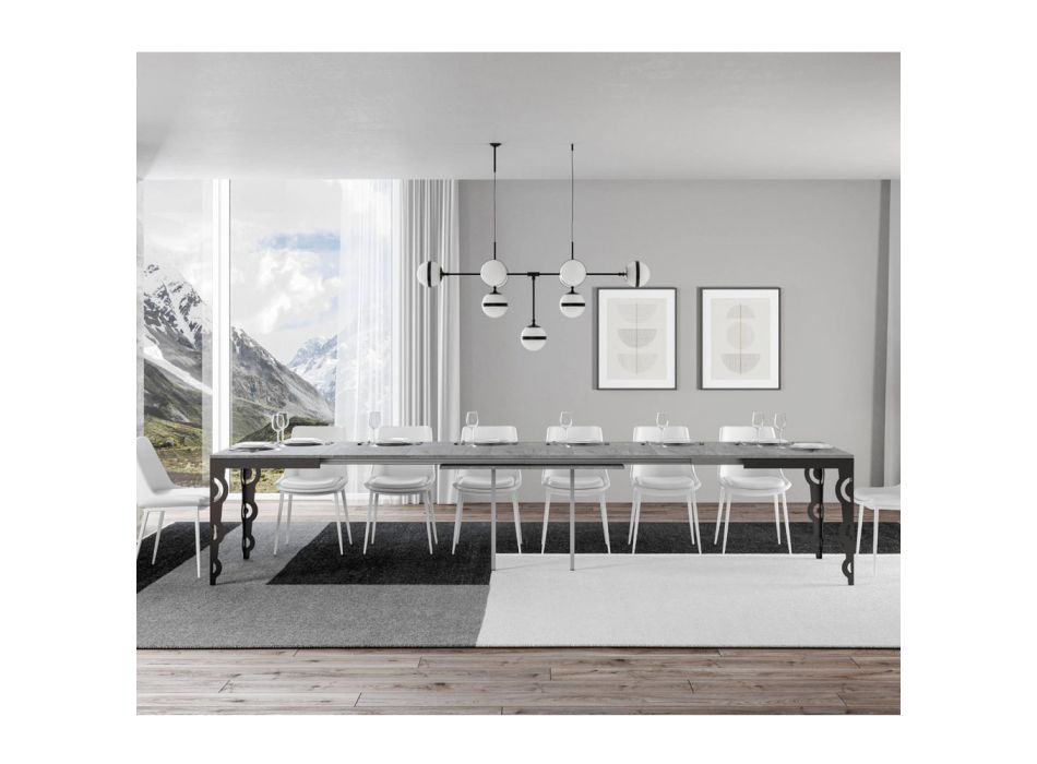 Moderne udtræksbord i melamintræ og jernunderplade - Marella Viadurini