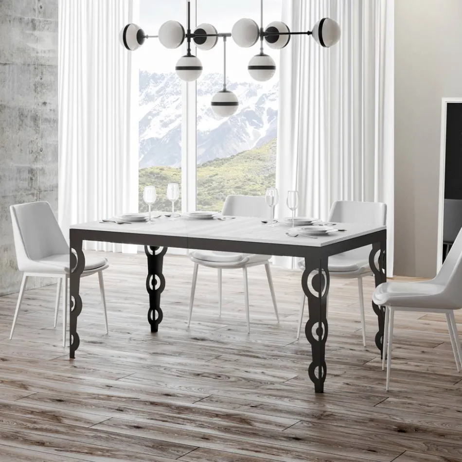 Moderne udtræksbord i melamintræ og jernunderplade - Marella Viadurini