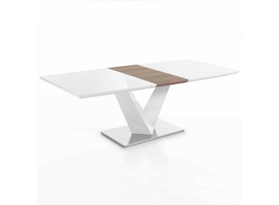 Moderne udvideligt bord i MDF og Chrome Steel, Sannio Viadurini