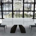 Moderne udvides bord i glas og stål 14 sæder fremstillet i Italien - Dalmata