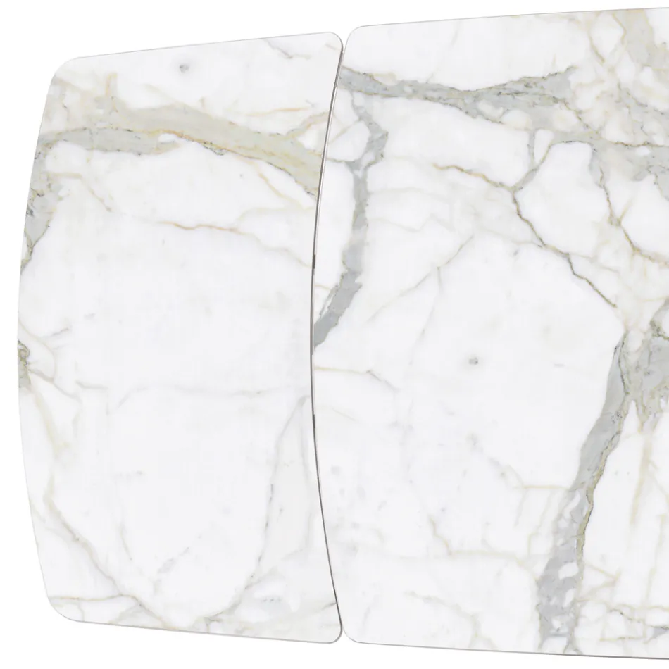 Udtrækkeligt bord lavet med keramisk bordplade og jernbase - Incrocio Viadurini