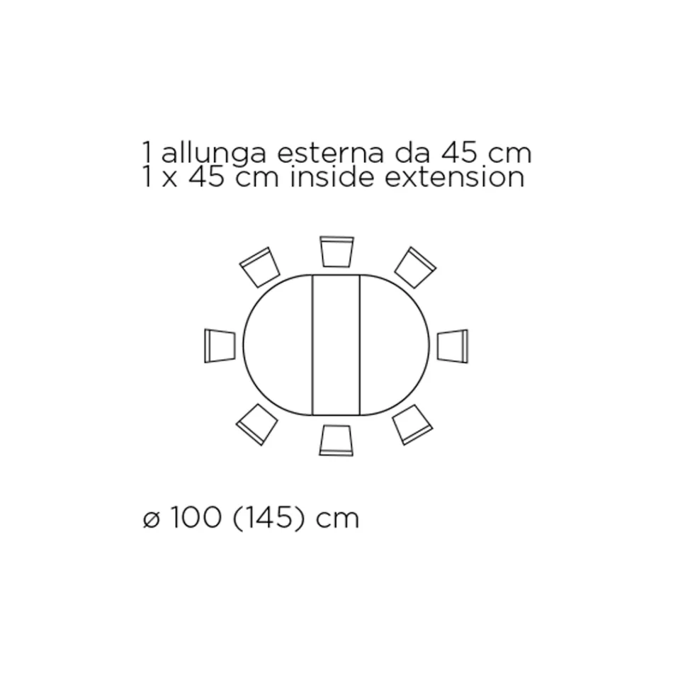 Udtrækkeligt rundt stuebord i laminat Made in Italy - Dollars Viadurini