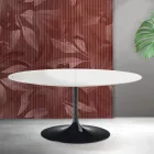 Saarinen Tulip udtræksbord H 74 cm i hvid Florim keramik - skarlagenrød Viadurini