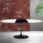 Saarinen Tulip udtræksbord H 74 cm i hvid Florim keramik - skarlagenrød Viadurini