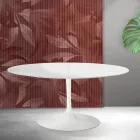 Saarinen Tulip udtræksbord H 74 cm i hvid Florim keramik - skarlagenrød Viadurini