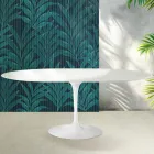 Saarinen Tulip udtræksbord H 74 cm i blank hvid Florim keramik - Scarlet Viadurini