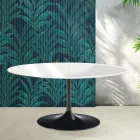 Saarinen Tulip udtræksbord H 74 cm i blank hvid Florim keramik - Scarlet Viadurini