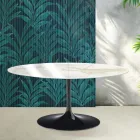 Saarinen Tulip udtræksbord H 74 cm i Florim Calacatta guldglans keramik - skarlagenrød Viadurini