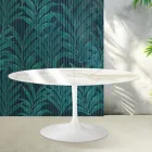 Saarinen Tulip udtræksbord H 74 cm i Florim Calacatta guldglans keramik - skarlagenrød Viadurini