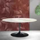 Saarinen Tulip udtræksbord H 74 cm i Florim Calacatta guld mat keramik - skarlagenrød Viadurini