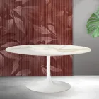 Saarinen Tulip udtræksbord H 74 cm i Florim Calacatta guld mat keramik - skarlagenrød Viadurini