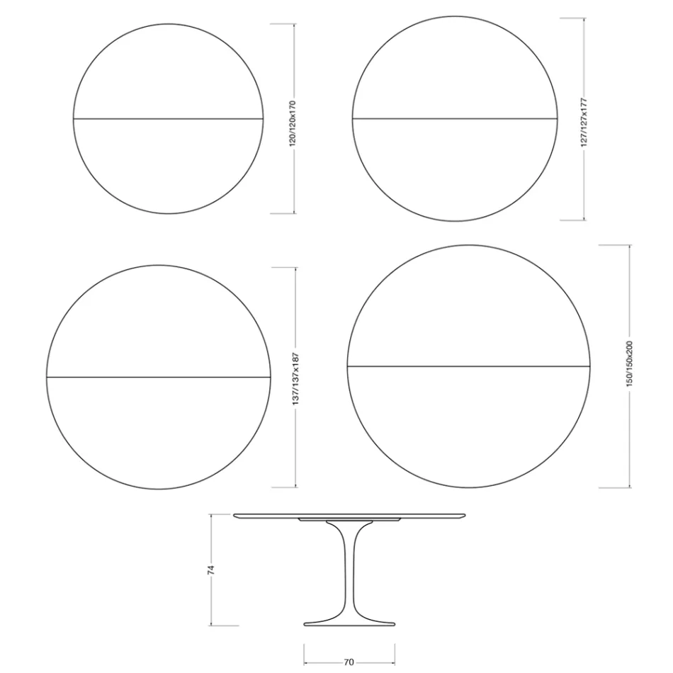 Saarinen Tulip udtræksbord H 74 cm i blank Statuario Florim keramik - Skarlagenrød Viadurini