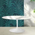 Saarinen Tulip udtræksbord H 74 cm i blank Statuario Florim keramik - Skarlagenrød Viadurini