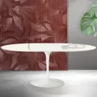 Saarinen Tulip udtræksbord H 74 cm i Florim Statuario mat keramik - skarlagenrød Viadurini