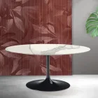 Saarinen Tulip udtræksbord H 74 cm i Florim Statuario mat keramik - skarlagenrød Viadurini