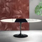 Saarinen Tulip udtræksbord H 74 cm i Florim Statuario mat keramik - skarlagenrød Viadurini