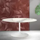 Saarinen Tulip udtræksbord H 74 cm i Florim Statuario mat keramik - skarlagenrød Viadurini