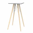 Firkantet design højt stangbord i træ og Hpl, 4 stykker - Faz Wood af Vondom Viadurini