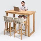 Højt barbord lavet af børstet naturteak - Sponda Viadurini