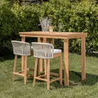 Højt barbord lavet af børstet naturteak - Sponda Viadurini